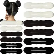 Foam Sponge Bun Maker, 12pcs, Black, Brown, White, All Hair Types, 88 Count (Pack of 1), Hair Bun Maker