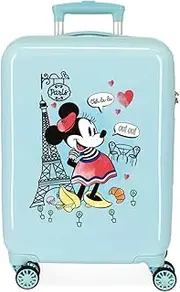 Disney Minnie Around The World Cabin Bag, Blue, 38 x 55 x 20 cm, Rigid, ABS, Side Combination Lock 34 2 kg, 4 Double Wheels, Hand Luggage., Azul, 38x55x20 cms, Suitcase