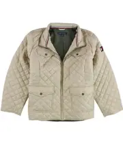 Tommy Hilfiger Womens Stand Collar Quilted Jacket, Beige, Plus Size, 3X