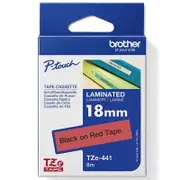 Brother TZE-441 Laminated Labelling Tape 18mm (Black On Red)