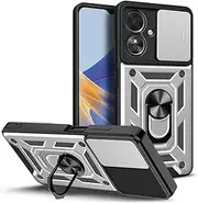 [Ezydigitals] Case for Oppo A60 5G CamShield Lens Protection Ring Kickstand Case - Silver