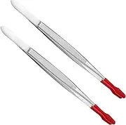 HYTROVE 2Pcs Stainless Steel Stamp Tweezers Precision Crafting Collecting Tools Non Slip Handle for Easy Use for Electronics Jewelry and Hobby Projects