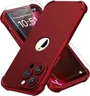 ORETECH Designed for iPhone 14 Pro Max Case with [2 x Tempered Glass Screen Protector] [Shockproof Protective] Soft TPU Silicone Phone Case for iPhone 14 Pro Max Case-6.7''Red