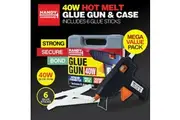 Handy Hardware 40W Hot Glue Gun W Carry Case + 6 Glue Sticks Craft Hobby