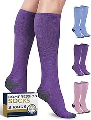 Pembrook Light Compression Socks for Women & Men - 3 Pairs | Compression Socks for Men 9-12 | Travel, Flying, Pregnancy
