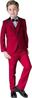 [YYI] Boys' One Button Suit Peak Lapel Formal Wedding Party Prom 3 Pieces Suit