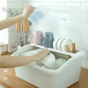 AU Utensil Drying Rack Box Plastic Cutlery Container With Lid Tableware Storage
