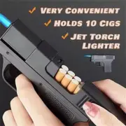 Unique Butane Cigarette LIGHTER & CASE Adjustable Jet Torch Flame Pistol Gun HOT