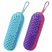 2PC Swim Goggle Case For Swimming Goggles,Silicone Protective Cases Blue+purple
