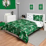 FOCO Boston Celtics NBA Team Color Bed in a Bag Comforter Bedding 5 Piece Set - Full