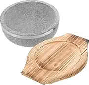 CIYODO Natural Stone Bowl with Lid Korean Dolsot Soup Pot Clay Pot for Cooking Bibimbap Bowl Heat Retention 800ml