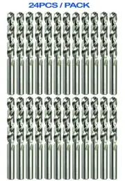 M2 HSS Drill Bit 24Pcs 3/8" Twist Jobber Bright Round Shank Drill Steel Metal