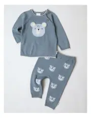 [Sprout] Teddy Top & Legging Set in Grey