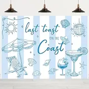 FYSUIMU Last Toast on The Coast Backdrop 7 x 5 Ft Summer Beach Photography Background Banner Photo Prop for Bachelorette Bridal Shower Engagement Party Decor
