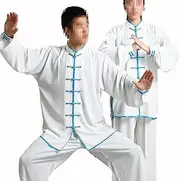 [JFBTHI] Men and Women's Tai Chi Uniform Chinese Traditional Cotton Plus Silk Button Stand Collar Martial Arts Suits Long Sleeve Morning Exercises Kung Fu Clothing Soft and Breathable Summer,007,XS