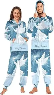 [Joisal] Fun Snowman Skiing One Piece Pajama Long Sleeve Christmas Pajamas Onesie Small