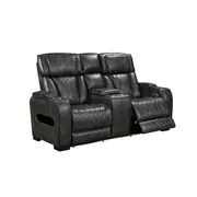 2R Electric Recliner LED Air Leather Dark Grey