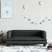 Kids Sofa 80x45x30 cm, Black Faux Leather, Comfortable Toddler Couch for Bedroom, Plush Comfy Chair, Modern Kid's Unicorn Style Chair, Ideal Room Decor for 3-6 Year Olds