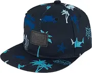 [Deux par Deux] Unisex Caps, Boy & Girl Kid Outdoor Accessory, Light Blue Beach on Black, 3 Years