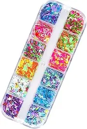 AUTSUPPL 12 Pack Nail Art Sequins Manicure Decorations Sparkly Paillettes for Home Professional Use