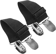 MUELODSIC Trouser Leg Clip Tightener Glove Clips Overshoes Cargo Straps Elastic Waist Clip Hunting Clip with Strap Garter Clips Adjustable Cinch Clips Motorcycle Boot Straps Metal Black