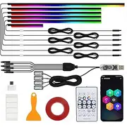 Neoflow Dynamic RGB Interior Light Kit, Led Lights for Car with Dynamic Color Chasing, 6 Light Strips Kit, for Lnterior into a Dynamics and Colorful Space Adjustable Brightness (1 Kit + 4 Faros)