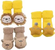 Levemolo Elastic Cotton Toddler Socks 3 Pairs Non-Slip Floor Socks Cartoon Motif for b