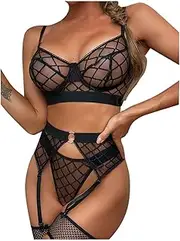 [UIVHLW] Women's Lingerie Sets Lace Temptation Thong Garter Women's Underwear Set