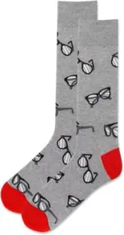 Hotsox Men's Glasses Socks 1 Pair, Grey Heather, Men's 10-13 Shoe