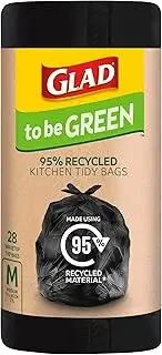Glad To Be Green 95% Recycled Kitchen Tidy Bags with Wavetop Tie, Medium 27L, 28 Count