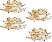 GOLDEAL Lotus Tealight Candle Holders,Set of 4,Gold Glass,Tea Light Holders,Votive Candle Holders Bulk,Pillar Candle Holder for Wedding Party,Baby/Bride Shower Party,Bathroom,Home Table Centerpieces
