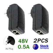 2x 48V 0.5A PoE Injector Power Ethernet Adapter for 802.3 af IP Camera Wlan AU Y