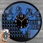 LED Vinyl Clock Super Mario Light Vinyl Record Wall Clock Home Decor 2749