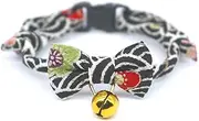 PetSoKoo Bowtie Cat Collar with Bell Breakaway.Japan Chirimen Fabric.Cloud Flower Pattern