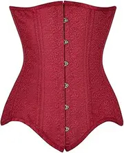 [VCODWCSJO] 6 Buttons Red Underbust Corselet 15" Long Torso Waist Trainer Bustier Shaper Steel Bones Corset