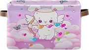Cute Rabbit Butterflies Pink Fabric Organizing Bin, Decorative Rectangle Home Office Organizer, Set of 2
