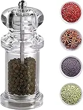 Manual Pepper Grinder Salt Shaker - Refillable Clear Jar Container | Adjustable Grinder Kitchen Gadget, Salt and Pepper Shaker for Cooking, Home Use, Durable Seasoning Bottle for Peppercorns