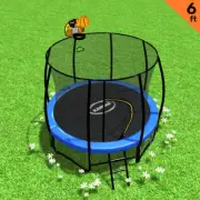 NNEDPE 6ft Trampoline Free Safety Net Spring Pad Mat Ladder Basketball Blue