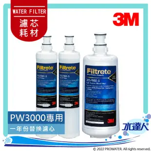 3M PW3000智選純水機專用一年份濾心/濾芯｜PP濾心3RS-F001-5 2入+活性碳濾心3RS-F002-5