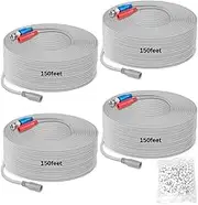 WEILAILIFE 【4 x 150 Feet】 Video Power Cable All-in-One Extension Cables CCTV Security Camera DVR Surveillance Systems