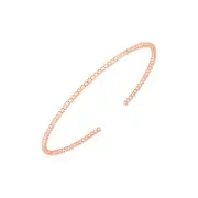 14k Rose Gold High Polish Bead Cuff Bangle (2.00 mm)