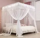 Mengersi 4 Corners Post Canopy Bed Curtains Girls Kids Adults Queen Size- Cute C