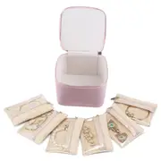 Travel Jewelry Case Small Jewelry Box with 6 Transparent Zipper Pockets-Pink