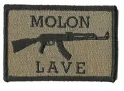 VELCRO® BRAND Fastener Morale HOOK PATCH AK47 Molon Labe Coyote 3x2"
