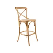Aster Crossback Bar Stools Dining Chair Solid Birch Timber Rattan Seat - Oak