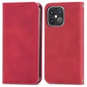 For iPhone 15 Plus Retro Skin-touch Leather Phone Case Folding Stand Cover with Card Slots