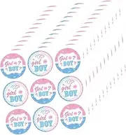 PERSELOSO Gender Reveal Party Supplies Self Adhesive Stickers for Shower for Decorating Present Bags Wine Bottles and Cookie Boxes
