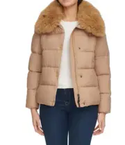 DKNY Ladies' Short Puffer with Removable Faux Fur Collar - New With Tags XL
