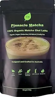 Pinnacle Matcha - Organic Matcha Chai Latte Powder - Ceremonial Grade Matcha Mixed With Aromatic Chai Spices - 100g