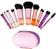 10Pcs Travel Makeup Brushes Set, Mini Cosmetic Brushes Kit with Pouch Makeup Tools Kit for Powder Blush Concealers Contouring Highlighting